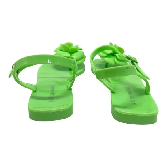 Jeffrey Campbell Fleurise Green Flower Post Flat Summer Jelly Sandals Women’s 7 - Picture 7 of 13